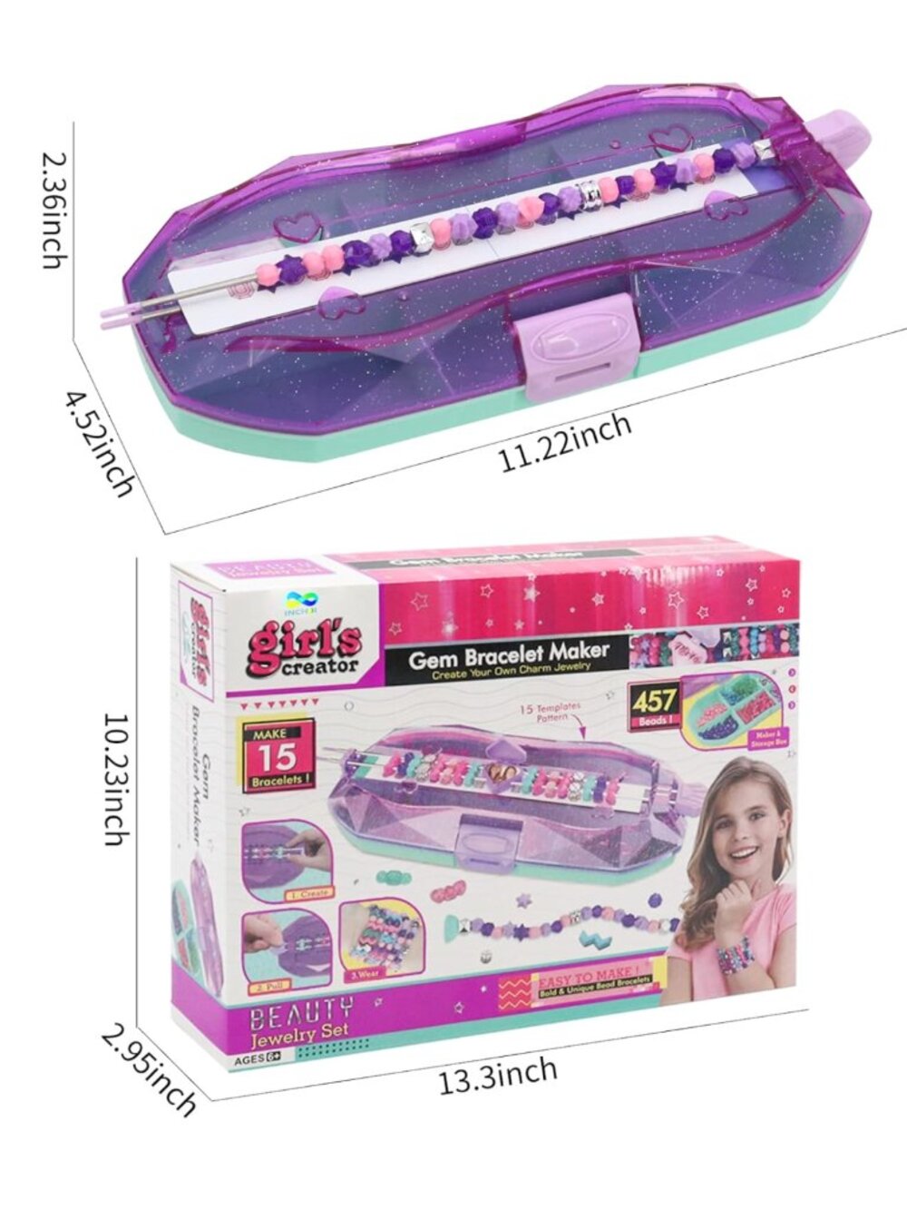 DIY Bead Bracelet Making Kit for Kids, Arts & Crafts Jewelry Design Activity Set - Picture 9 of 14